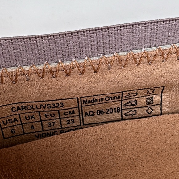 Vionic Spark Caroll Snake Print Ballet Flats Closed Toe Suede Leather Purple 6 - Picture 7 of 7